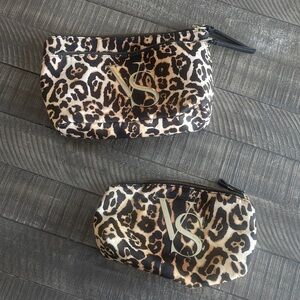 Victoria's Secret Black and Tan Leopard Cosmetic Bag Set